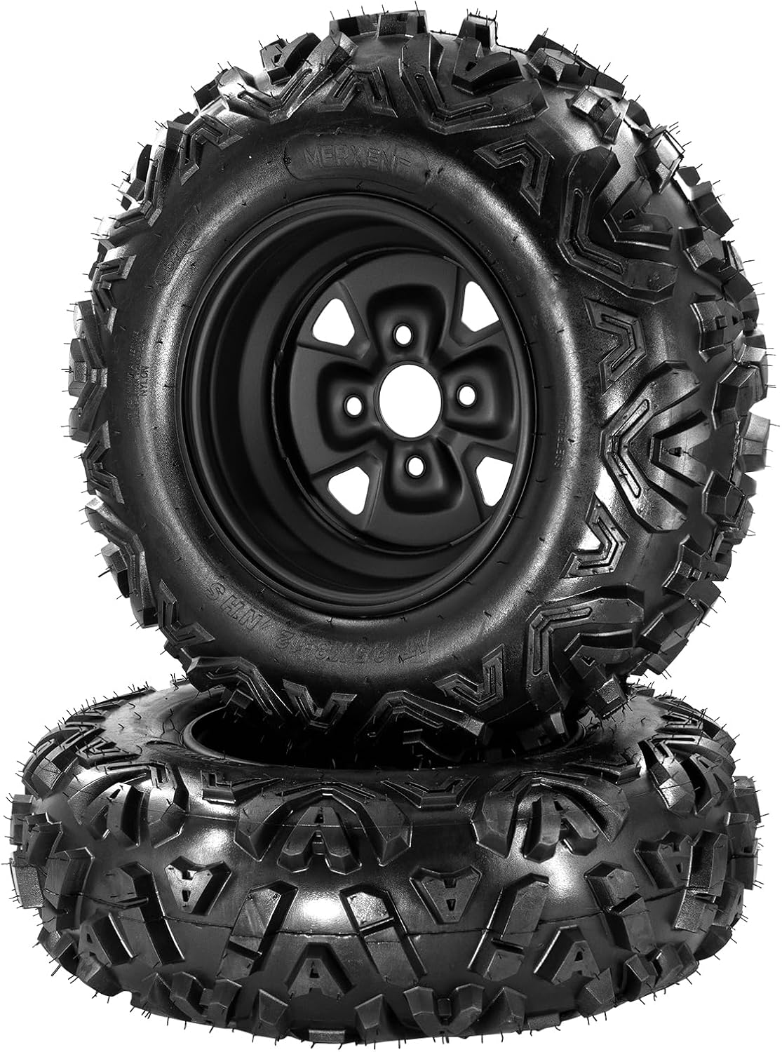 Garvee 25x10-12 ATV Tires and Wheels Set (2 Pack), 6-Ply All Terrain for UTV/ATV - Heavy-Duty Mud Sand Trail Tires with 4x110 PCD & 4+3 Offset Wheels - Reinforced Sidewalls
