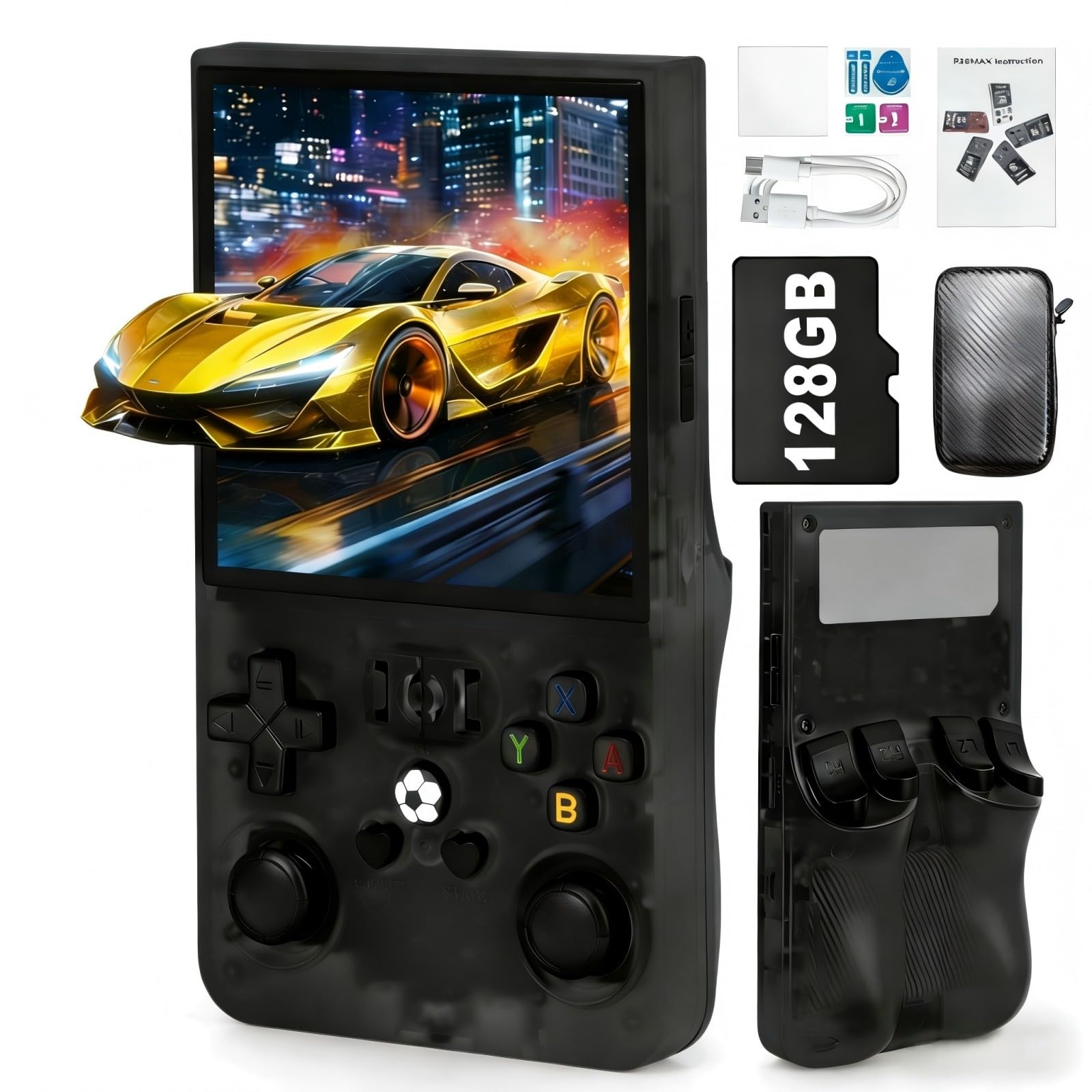 R36S Retro Handheld Video Game Console -Linux System,3000mAh Battery,3.5 Inch Screen,128G TF Card,30000+ Classic Games,Portable Game Console for Present to Give Friends for Christmas-Purple — view 19