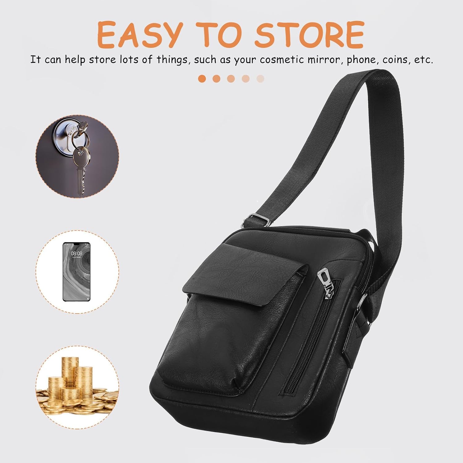 GALPADA Crossbody Sling Bag for Business Travel PU Outdoor