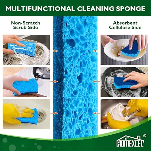 Miniatura 3 de HOMEXCEL Esponjas de cocina para fregar 24 unidades, esponjas antiarañazos para limpieza, esponja de platos de doble cara para lavar platos,