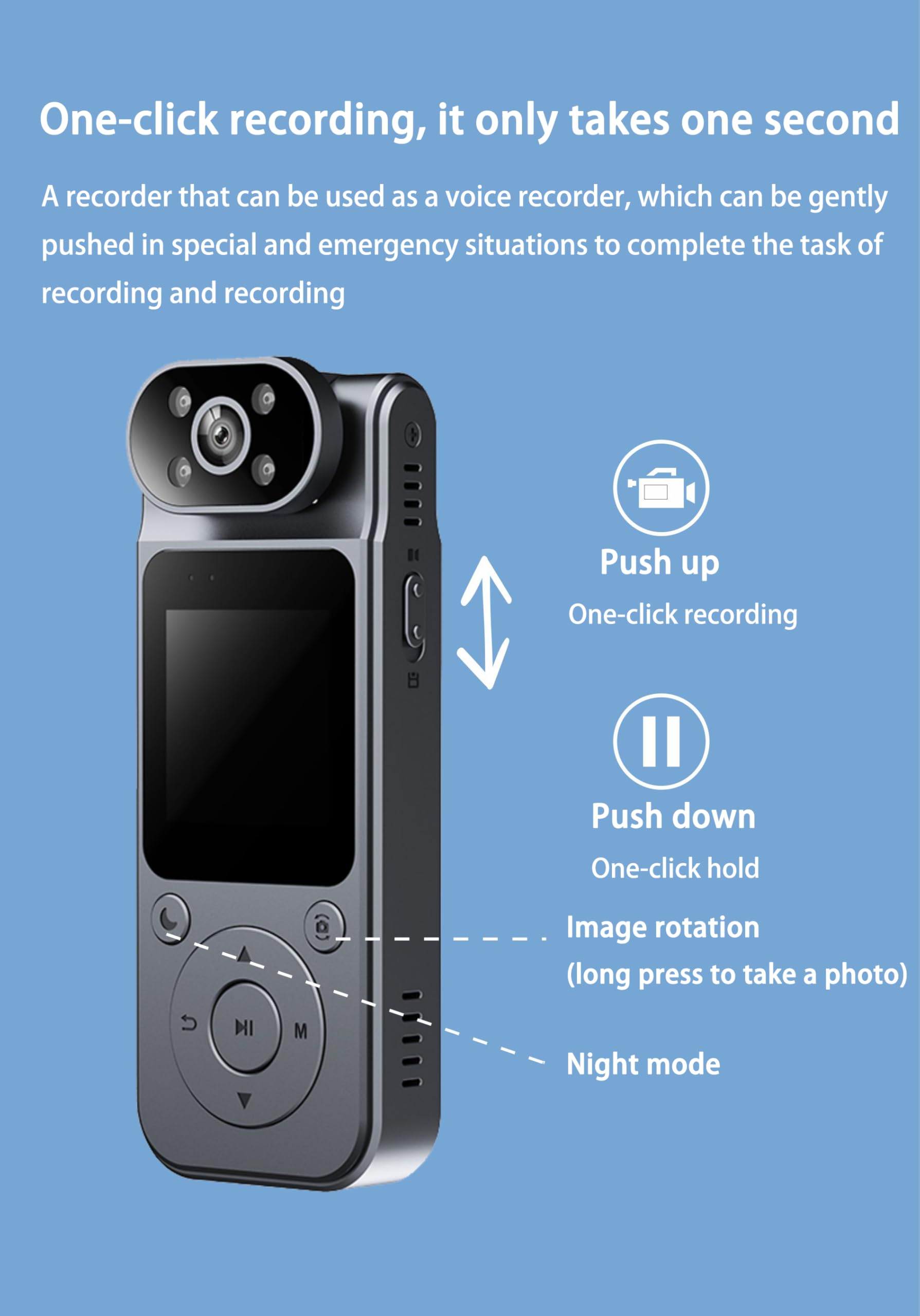 TKMARS 4K Action Camera side controls for one-click recording