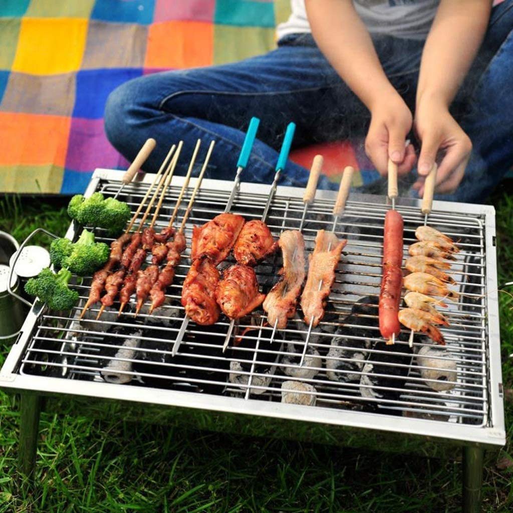 Grill węglowy Ze stali nierdzewnej Przenośne zestawy narzędzi do grillowania gotowania na świeżym powietrzu Camping Piesze wycieczki Piknik Patio Wędzarnie,Grill ogrodowy