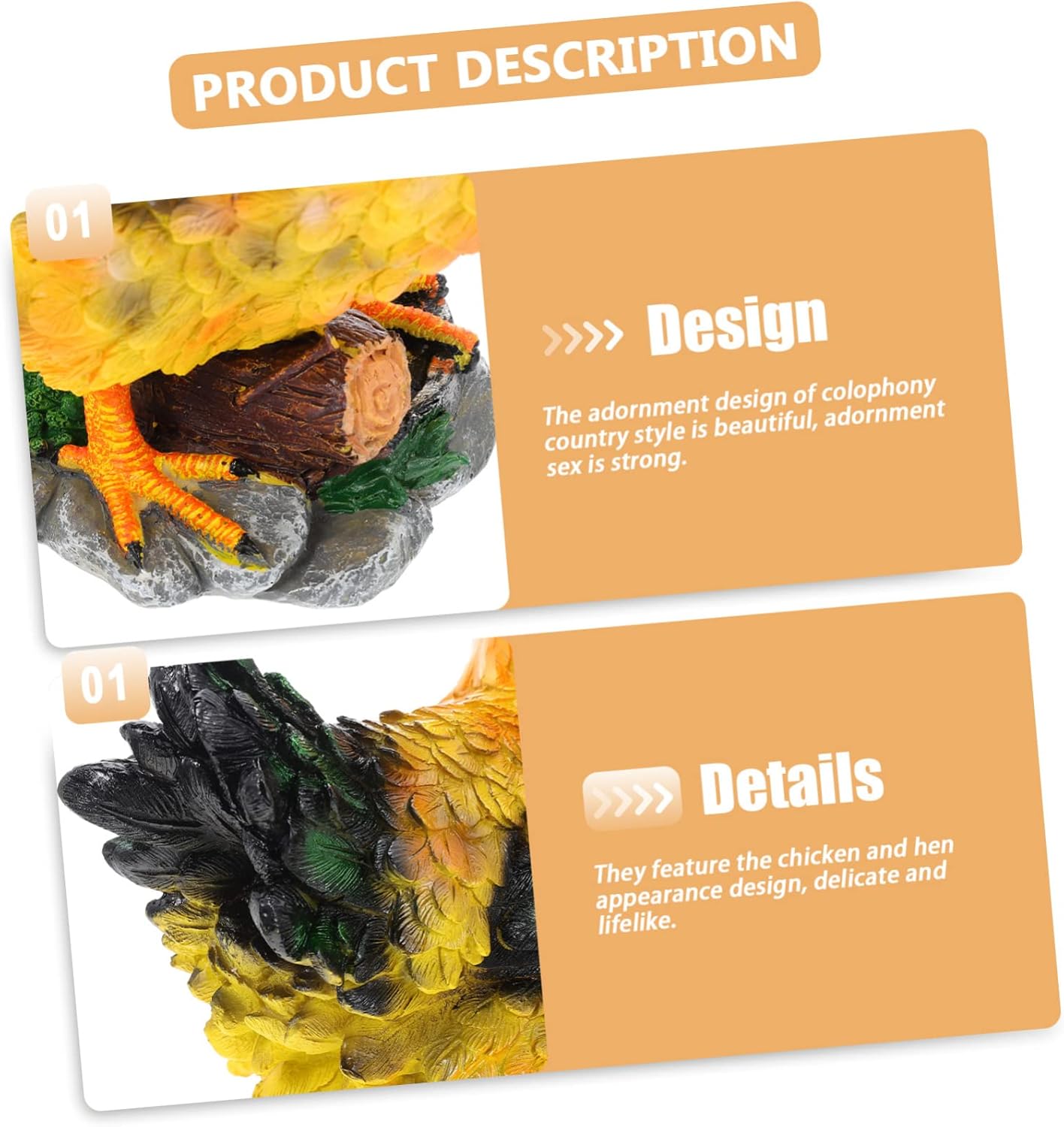 GALPADA Garden Hen Figurine Set Decorative Resin Chicken Model for Outdoor Garden and Courtyard 1 Set of Chicken Statues Realistic Design