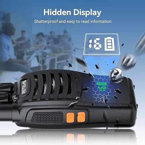 Miniatura 2 de Retevis H-777H Walkie Talkies con auricular, radio de 2 vías de largo alcance, pantalla oculta, carga USB-C, alarma de emergencia, radios