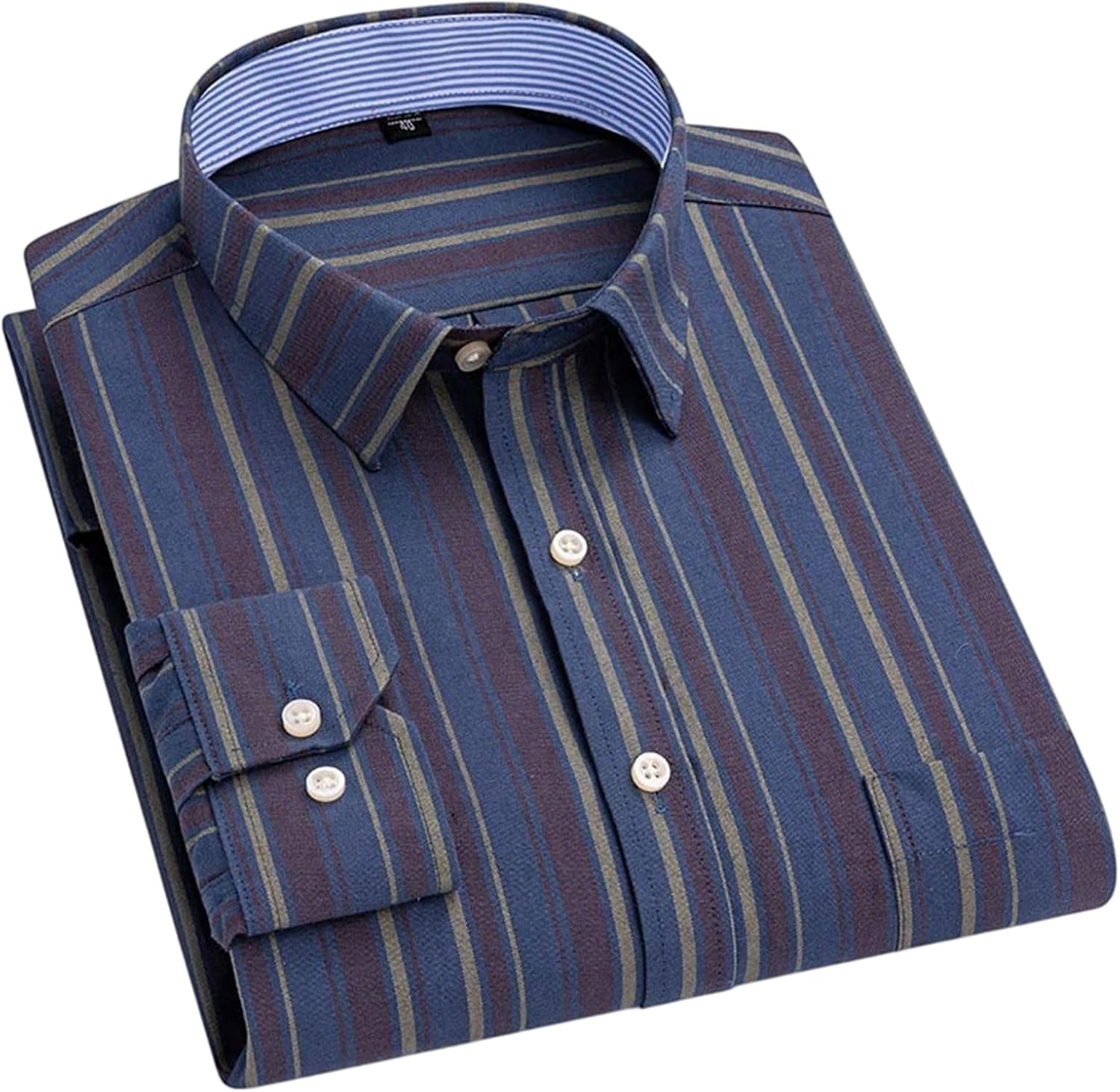 Printing Long Sleeve Shirts for Men Casual Slim Fit Cotton Plaid Tops