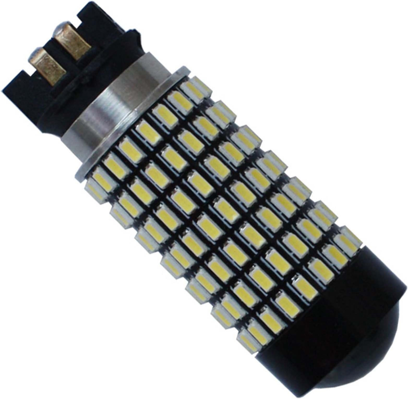 BYOPTO 2 Pcs (White PW24W PWY24W) 1400 Lumens Extremely Bright 158-SMD LED Chipsets Bulb with Projector lens Light DC12V DC24V