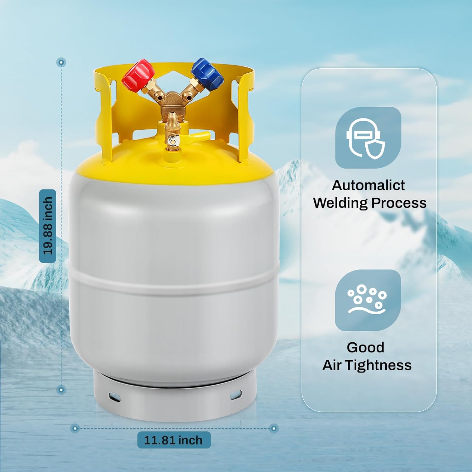 FAHKNS Refrigerant Recovery Tank for R12, R22, R134A, R410A etc Refrigerant with 1/4 SAE Y-Valve Liquid/Vapor Reclaim Tank 50 LB Reusable