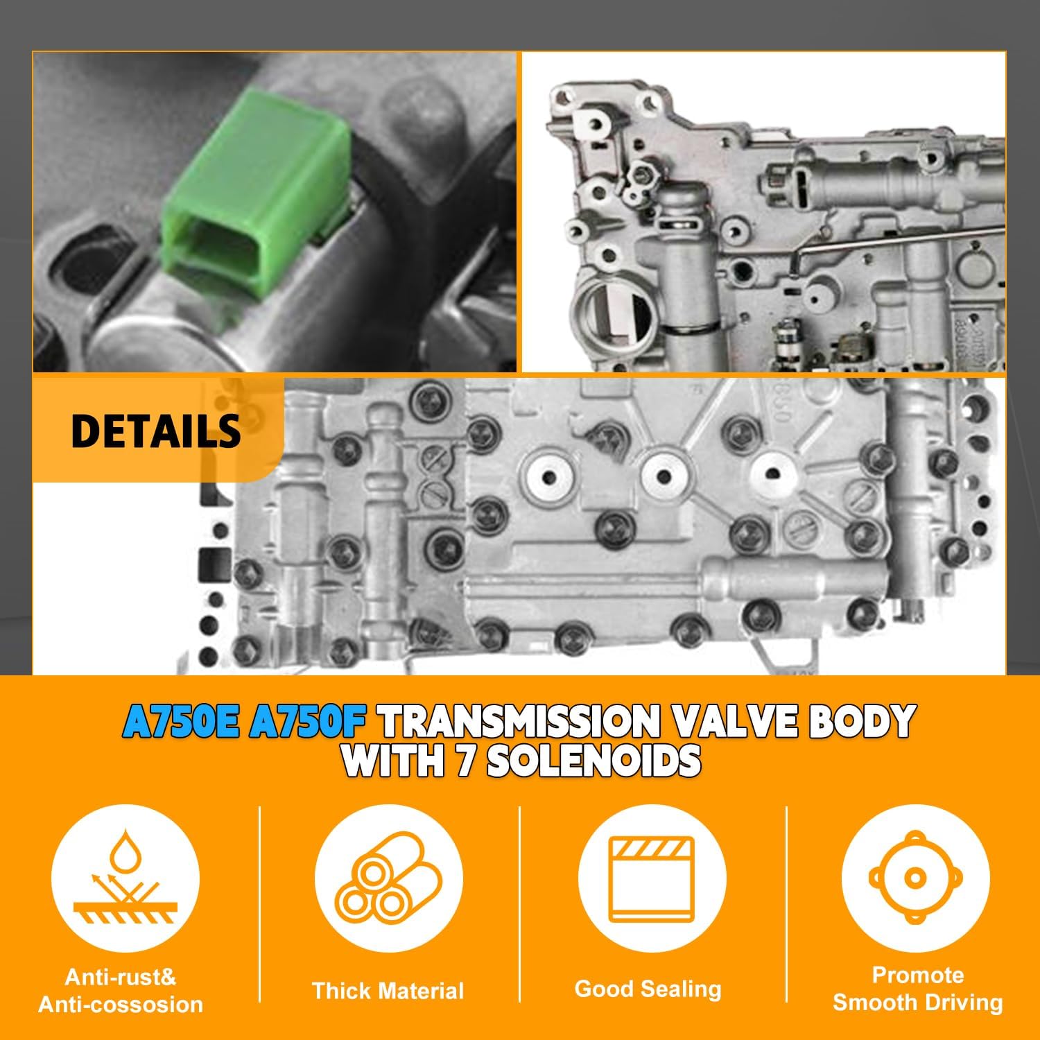 PANGOLIN A750E A750F Transmission Valve Body with 7 Solenoids for Land Cruiser Tundra 4Runner Sequoia Tacoma GS470 LS470 FJ Cruiser Fortuner 4.0L Casting Automatic Transmission Aftermarket Parts