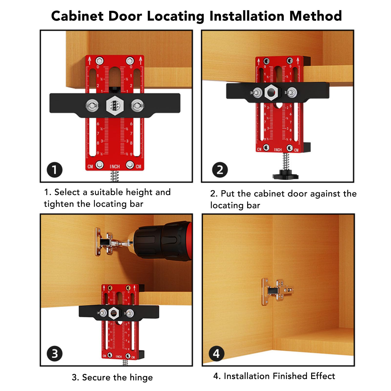 Guide de Pose de Porte d'Armoire en Alliage d'Aluminium, Gabarit de Montage Réglable pour Armoires à Cadre et Sans Cadre, Outil de Positionnement de Charnière pour Épaiss