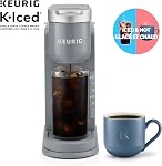 Cafetière à dosette K-Cup Keurig K-Iced à portion unique, avec bouton-poussoir bleu simple pour infusion sur glace, Gris