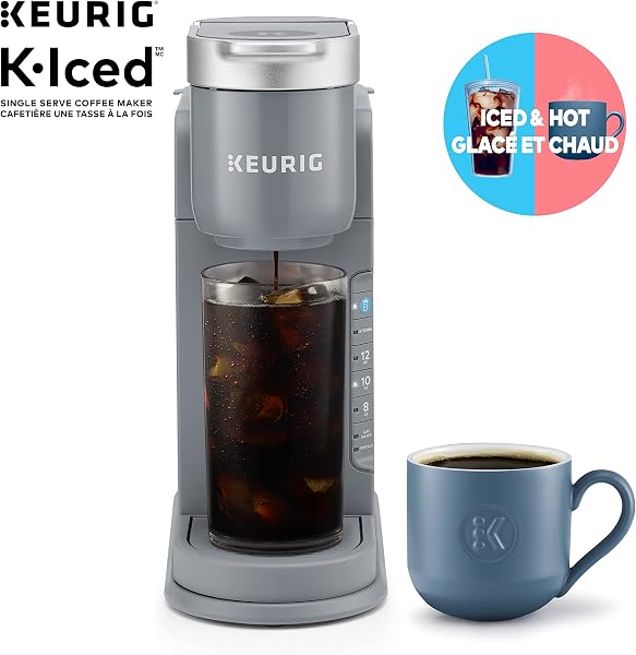 Close-up view of the Keurig K-Iced's control panel and brew basket area.