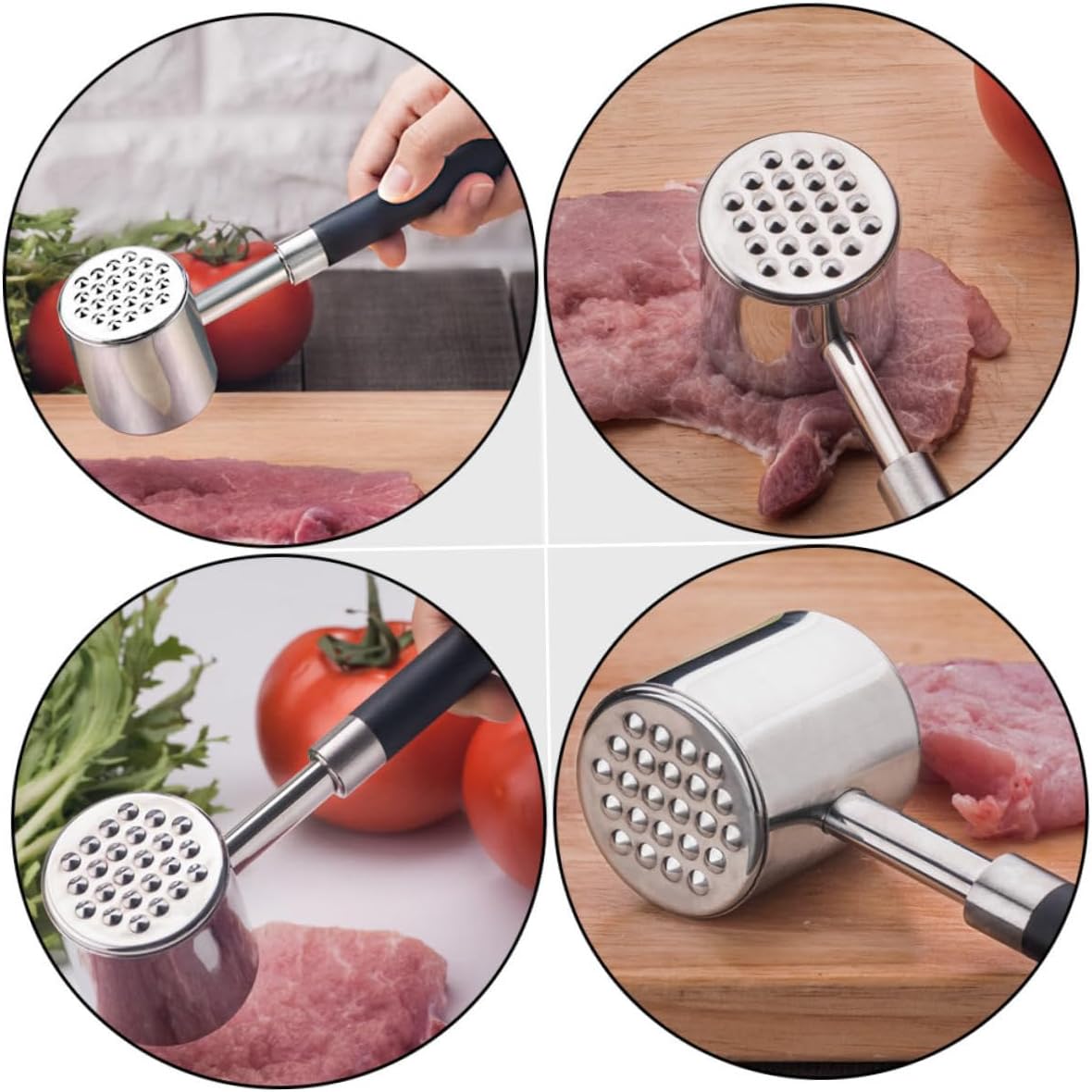 Zerodeko 1pc Meat Tenderizer Hammer Mallet Dual-sided Kitchen Tool for Pounding Beef Chicken Pork Ergonomic Non- Grip for Easy Use Food-grade Material
