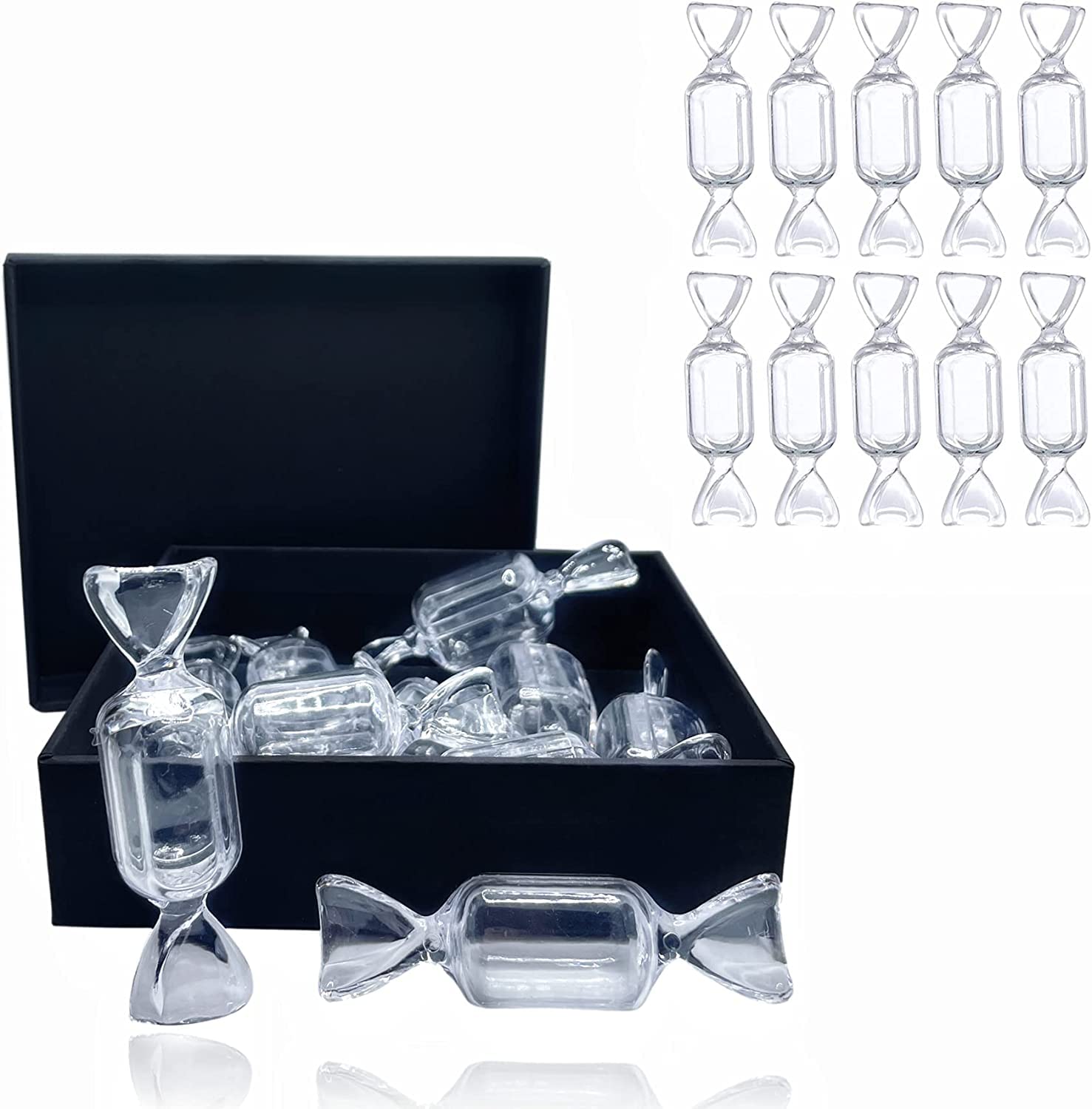 SYOSI Mini Jewelry Organizer, 10pcs Clear Candy Shaped Jewelry Box Ring Organizer with Lid, Plastic Candy Container Lovely Display Case DIY Jewelry Accessories for Wedding Party Travel Containers