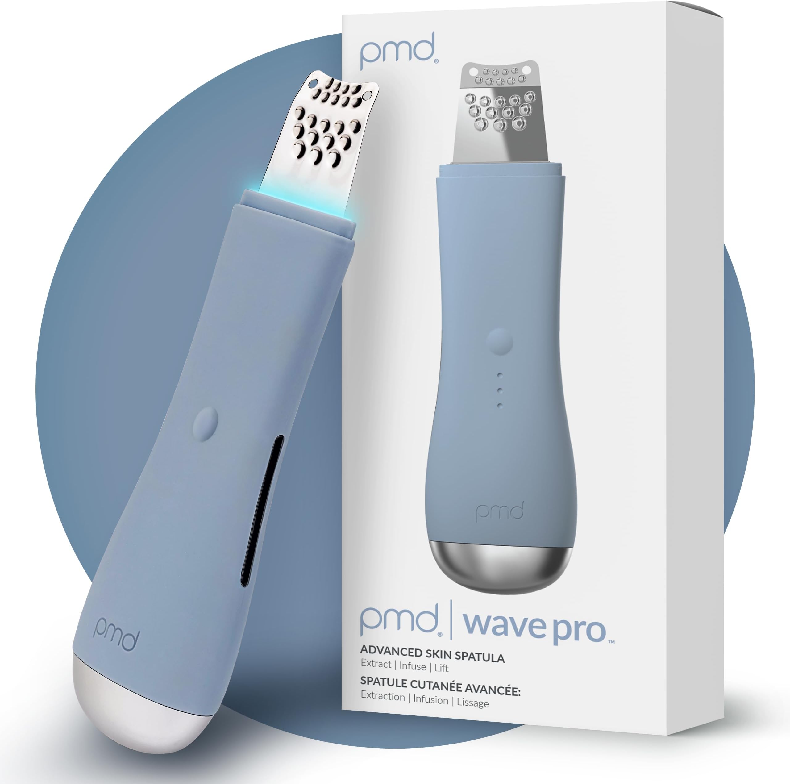 Wave Pro - Professional-Grade Advanced Skin Spatula - Extract, Infuse, & Lift - SonicGlow Vibration Technology and EMS - Clear Pores, Blackheads, & Whiteheads