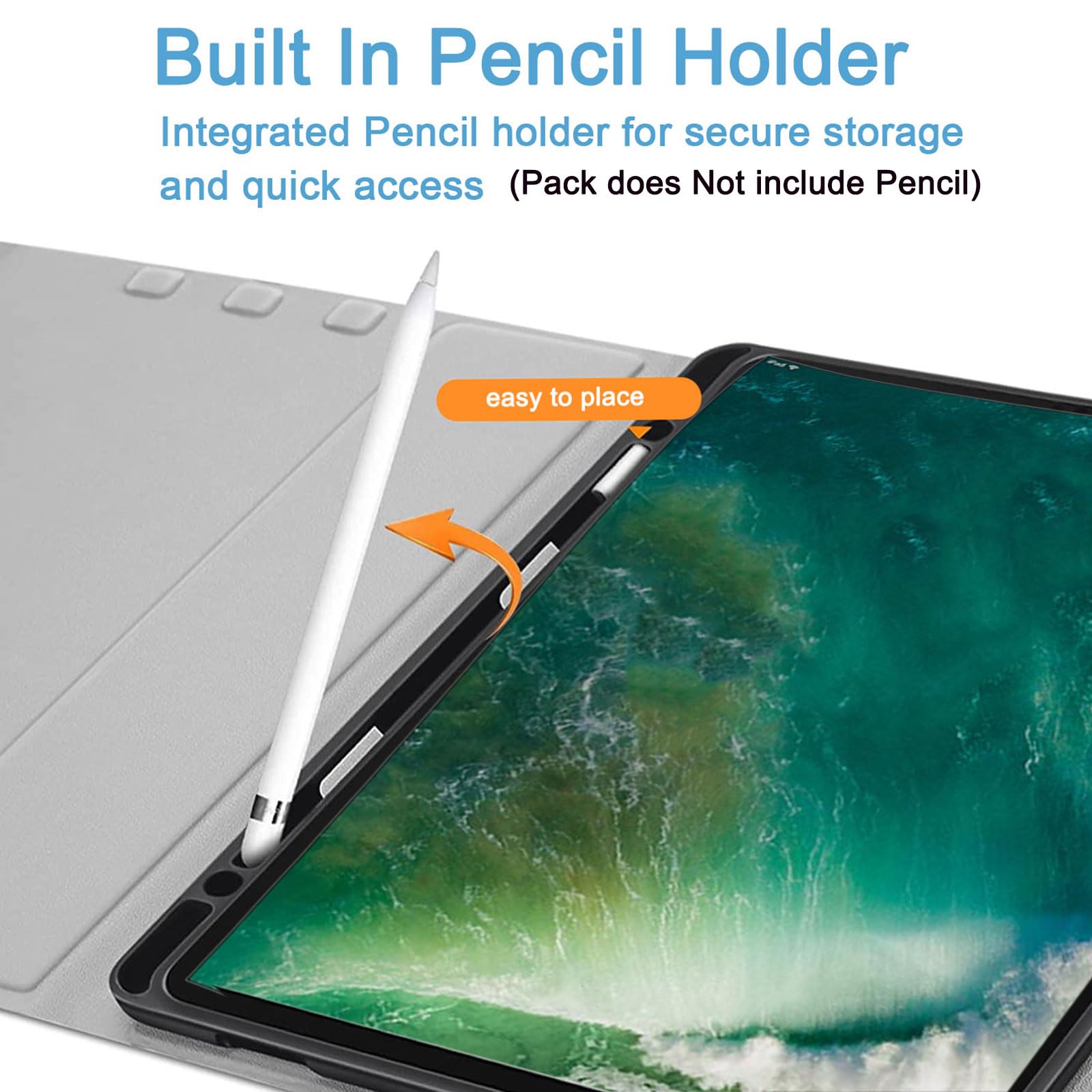 Custodia Tastiera Touch per iPad PRO 12.9", Cover TPU Porta Penna,