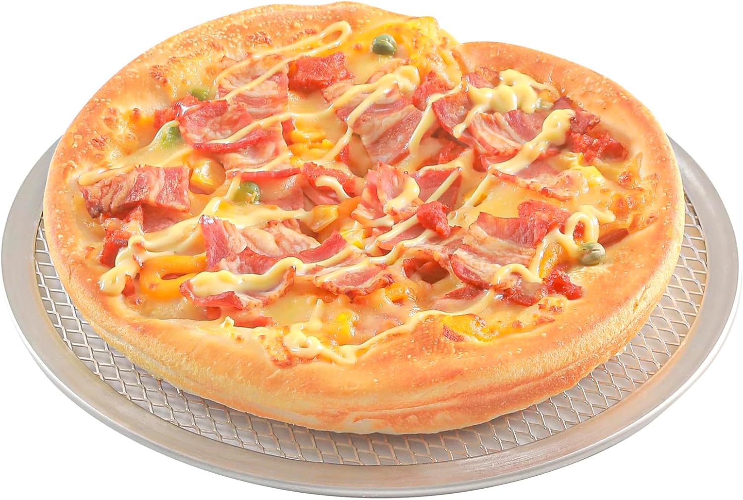 Restaurantware 9 Inch Aluminum Pizza Screen Pack of 12 Mesh Baking Tool For Crispy Crust, Lightweight Stackable Seamless Rim Rust-Resistant Baking Screen, Reusable for Pizzerias, Home Oven Use