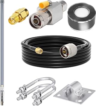 LoRa Antenna 915MHz 5.8dBi 5-Piece Kit T240 Low-Loss Cable, Lightning Arrester for Meshtastic, Helium Hotspot, Heltec V3/V4, RAK WisGate, Bobcat, SenseCAP, ESP32