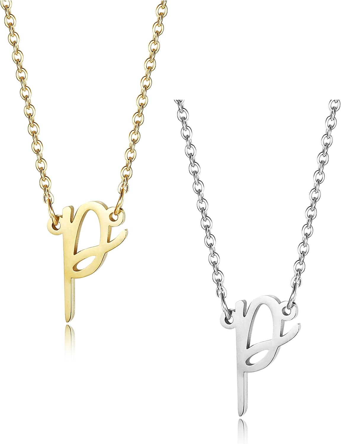ORAZIO 2Pcs Stainless Steel Womens Classic Initial Necklace Alphabet Letter Pendant Necklace A-Z