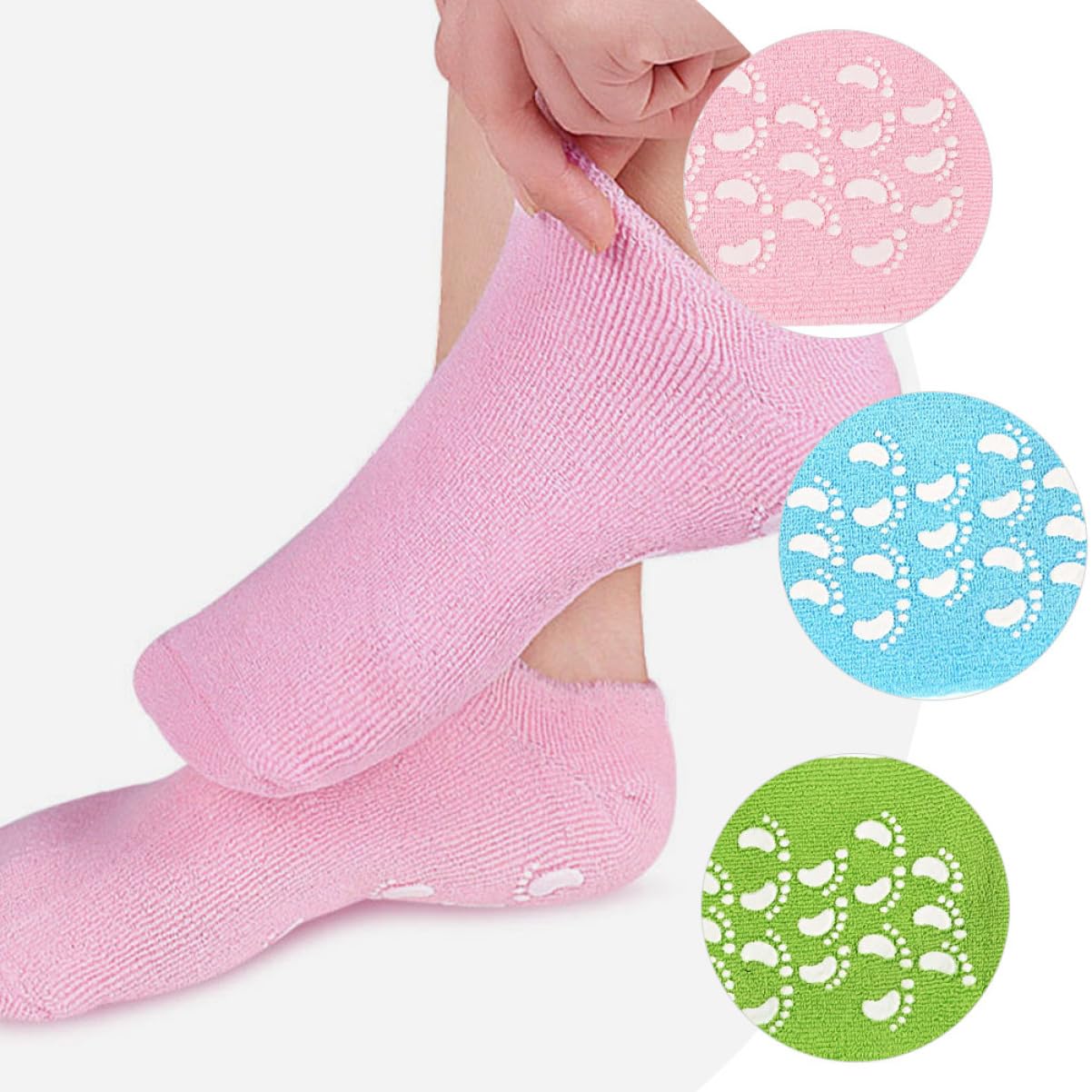 HAKIDZEL 3 Pairs Beauty Salon Foot Caring Socks Moisturizing Athletes Foot Treatment Feet Masks Dry Heel Socks Spa Socks for Salon Pedicure Skin Foot Soak Foot Masks Cotton-Spandex