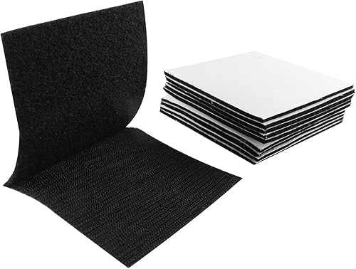 JCBIZ 12 almohadillas adhesivas para sofá de 3.937 x 3.937in, cuadradas, color negro, con velcro y tiras adhesivas para sofá, silla, asiento doble,