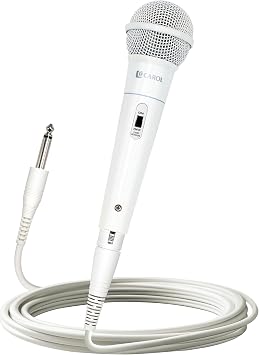 CAROL MUD-525 White XLR Wired Vocal Microphone for Karaoke Dynamic Unidirectional Mic for Singing, Conference & Campus Use. Durable Design for Longevity, Includes Mic, 14.8ft XLR Cable & Switch