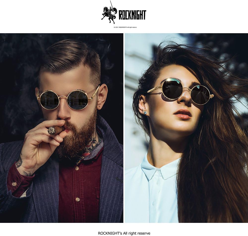 ROCKNIGHT Gothic Steampunk Round Polarized UV400 Protection Sunglasses Unisex Street Outdoor 48mm - Image 2