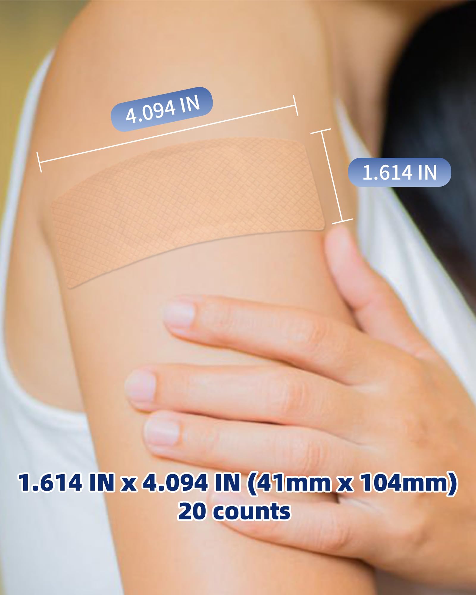 CareUs Pro elastische und wasserdichte Bandagen, 4,1 x 10,2 cm, hautfreundlich, 8-fache Flexibilität, ideal für empfindliche Haut, Geschenke für Mütter, 20 Stück