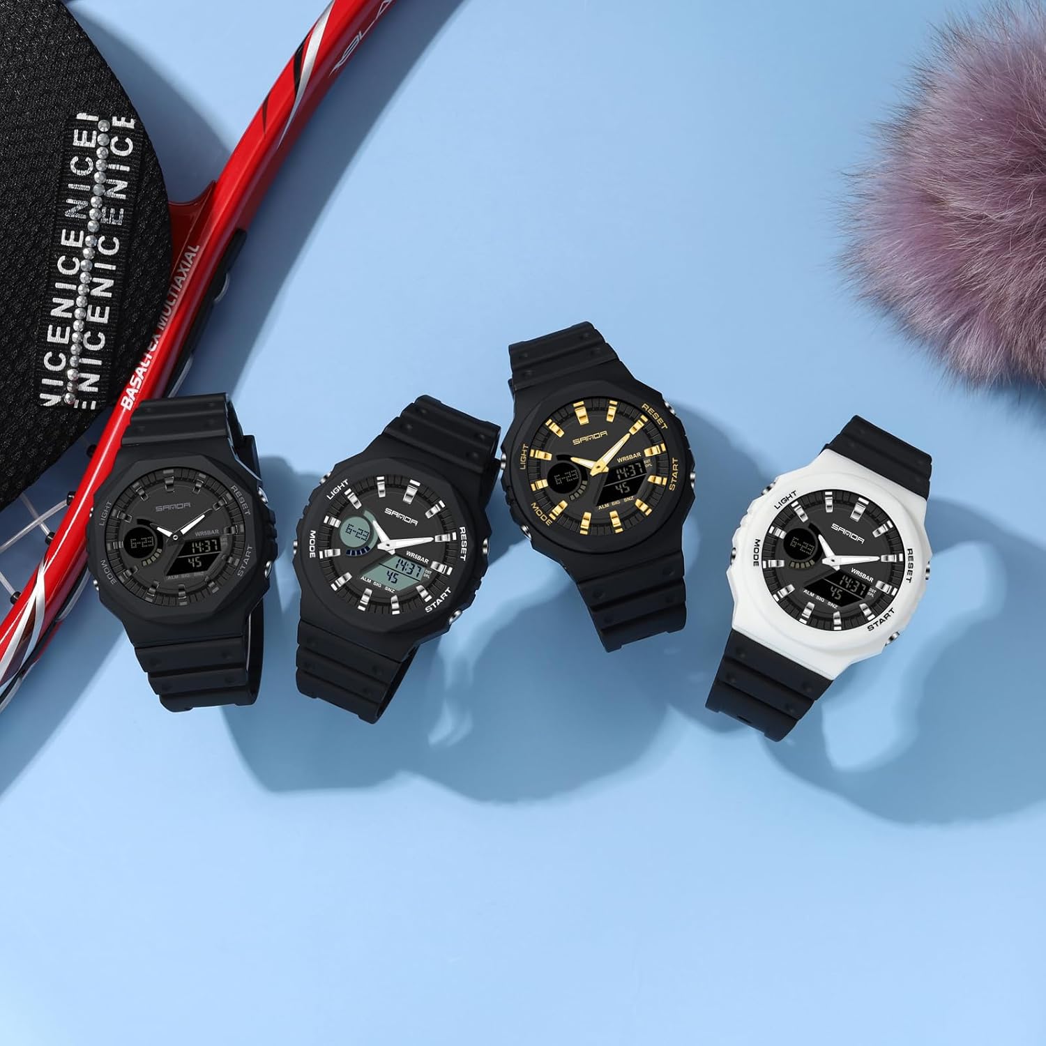 findtime Black Unisex Watches Digital, Watches for Men Women Waterproof Sports Electronic Men's Wristwatches Reloj Deportivo para Hombre LED Stopwatch