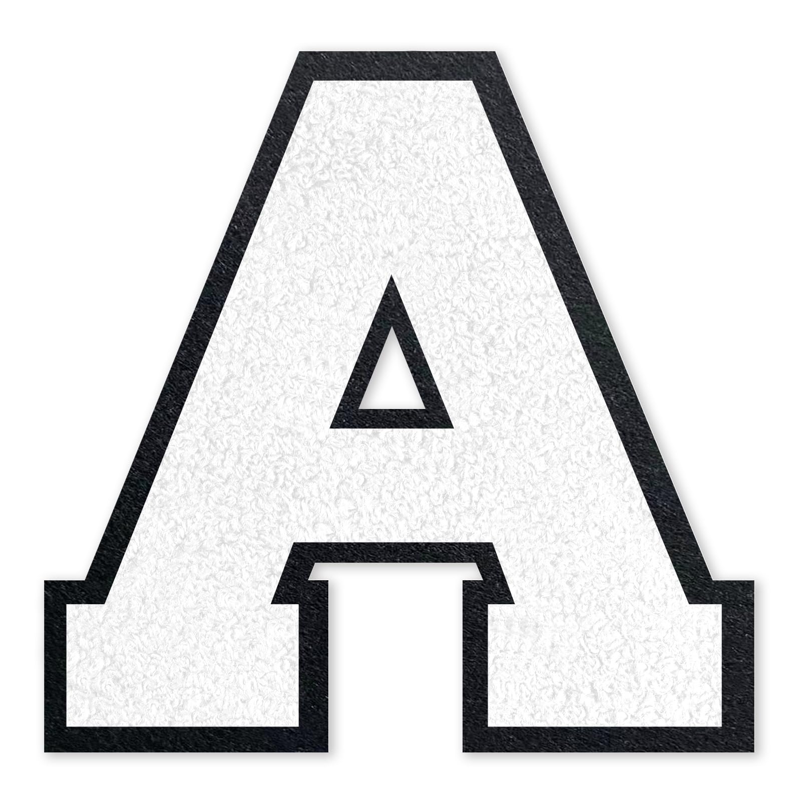 QianSiLi 6.0 Inch Chenille Iron On Letters for Clothes Varsity Letter Patches Embroidered Patch Iron On Patches for Clothing Jacket/Hoodie/Varsity (White,A)