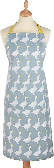 KitchenCraft 'Goose' Adjustable 100% Cotton Novelty Cooking Apron - Grey / White