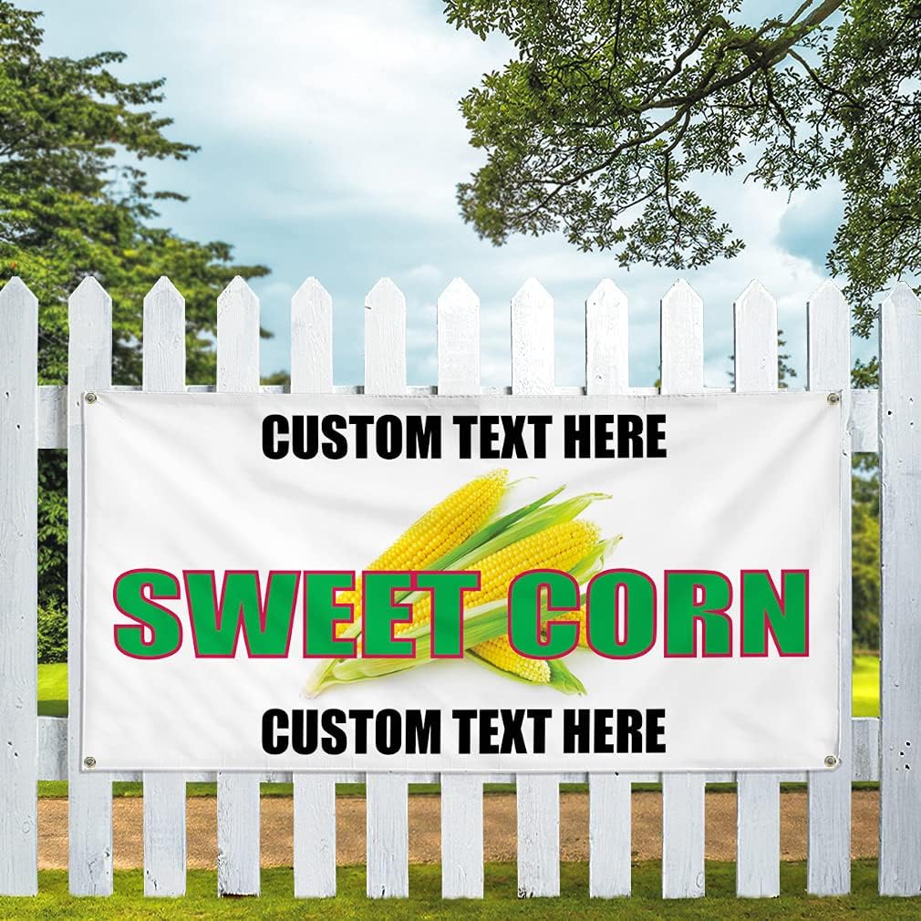Custom Vinyl Banner Multiple Sizes Sweet Corn #1 Outdoor Advertising Printing Vegetables Outdoor Weatherproof Industrial Yard Signs 6 Grommets Personalized Text Here 36x72Inches