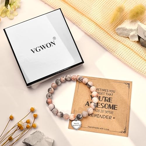 Miniatura 5 de VGWON Regalos únicos inspiradores para mujeres, pulseras de piedra natural, regalos de cumpleaños para mejores amigas para mujeres y adolescentes, a