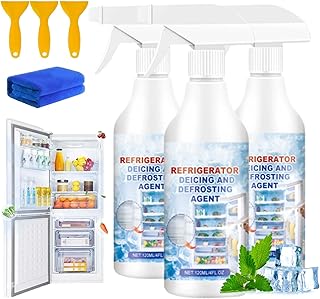 Defrosting Spray for Fridge Freezer, 4fl.oz Defrost Spray for Fridge Freezer, Refrigerator Defrosting Deicer Spray, De-Icer for Refrigerator Defroster, Efficiently Fast Removes Ice Buildup (3 Set ﻿)
