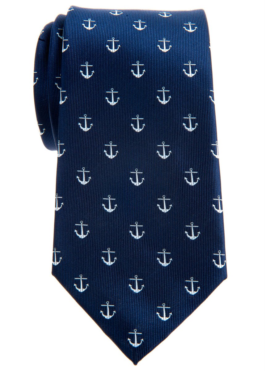 Patrón clásico de anclaje tejido microfibra 3.15 corbata de los hombres, Azul marino