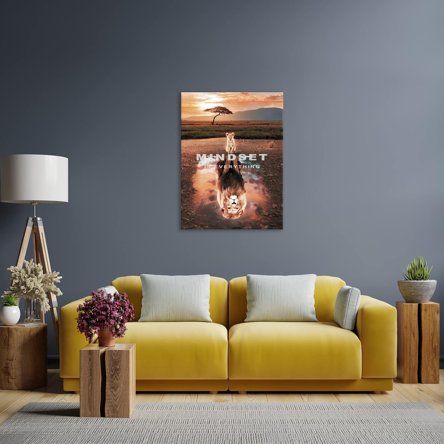 Mindset Is Everything Wall Art Lion Motivational Canvas Wall Art Posters Prints 1 Pieces Inspirational Quote Painting for Office Bedroom Decor (12×18inch) - Image 5