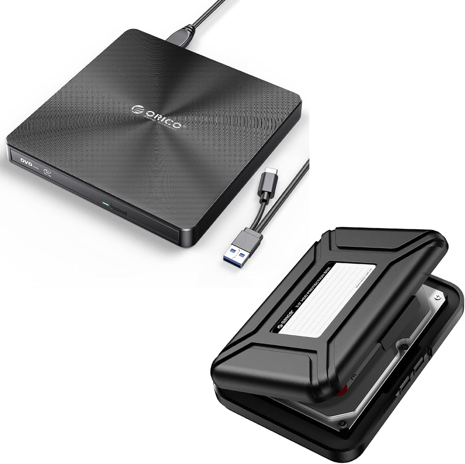 ORICO External Bluray DVD Drive 50G USB 3.0 CD Burner with 3.5 inch Hard Drive Case