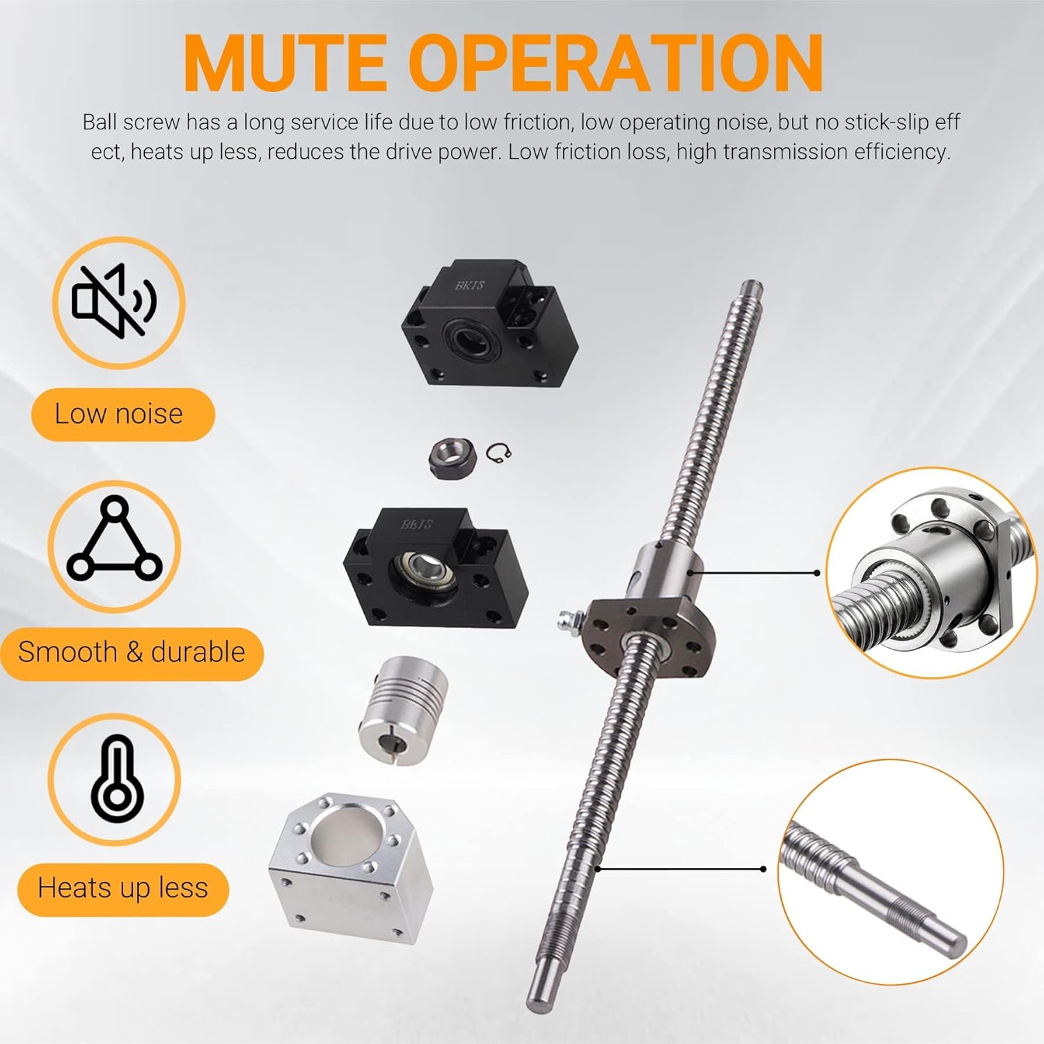 ANWOK Ball Screw SFU1605-450mm Kit with Ballscrew Nut Housing Bracket and End Supports Bearing BK/BF10 for CNC Grinding Machine Engraving Machine Milling Machine