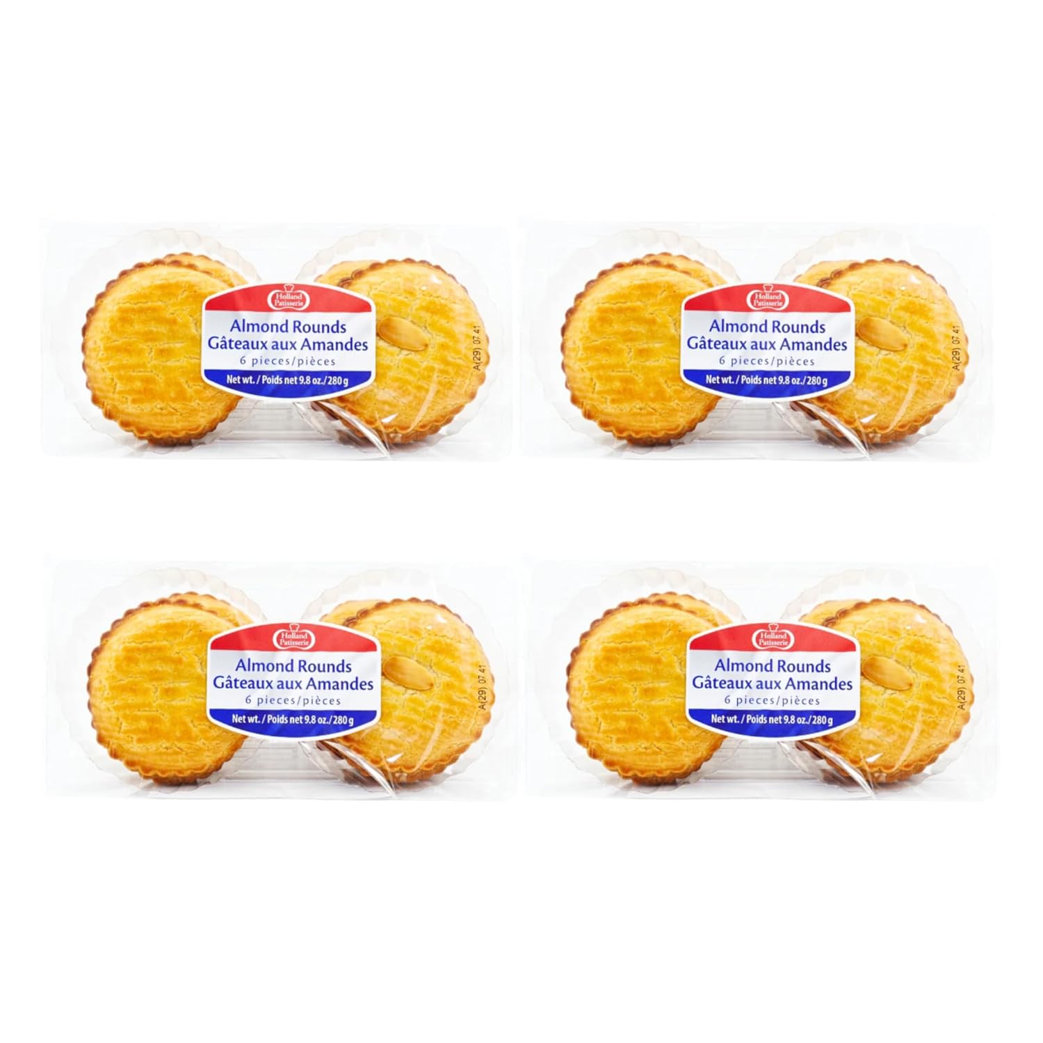 Holland Patisserie Dutch Almond Cookies – Buttery Almond Pastry Rounds with Rich Almond Filling Imported European Coffee Snack, 24 Cookies (4 Pack) Made in The Netherlands, Frozen for Freshness