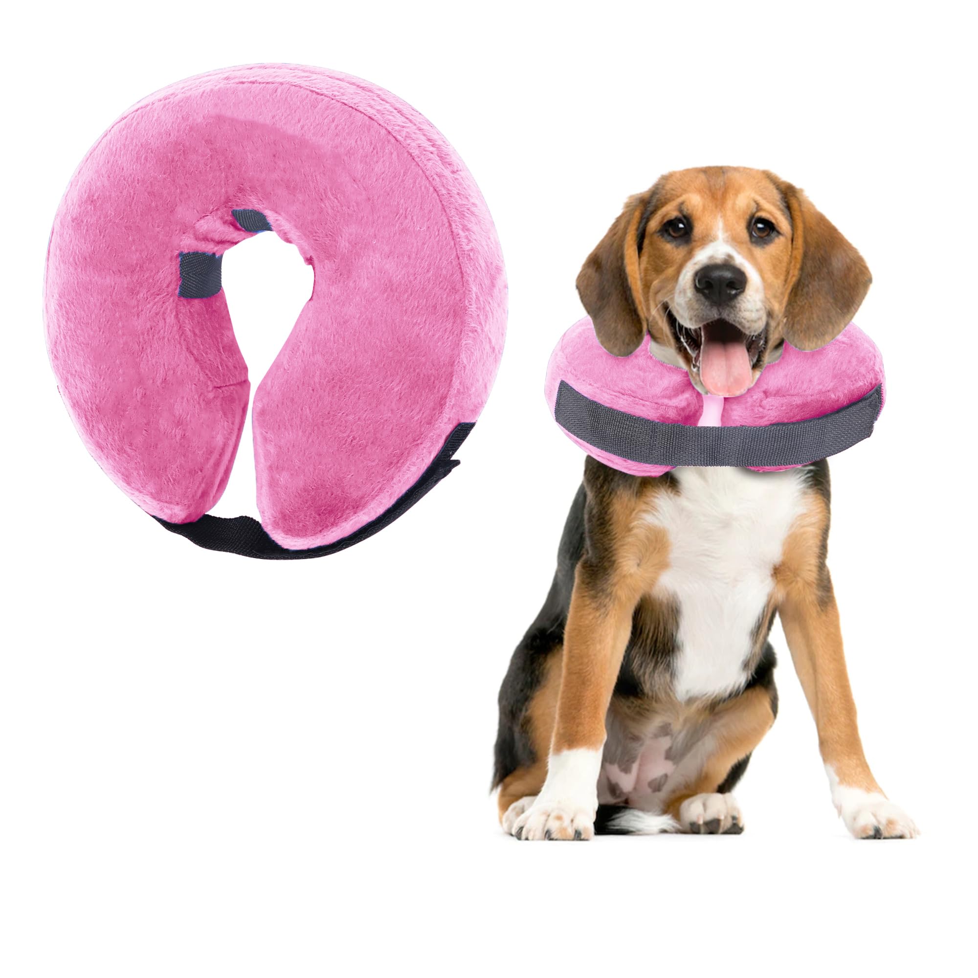 Collarín inflable para perros y gatos, collar inflable para perros para recuperación después de cirugías o heridas, mascotas collar protector ajustable (M+)