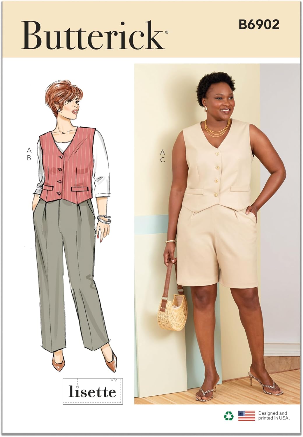 Butterick B6902W2 Women's Vest, Pants and Shorts Sewing Pattern Kit, Design Code B6902, Sizes 20W-22W-24W-26W-28W