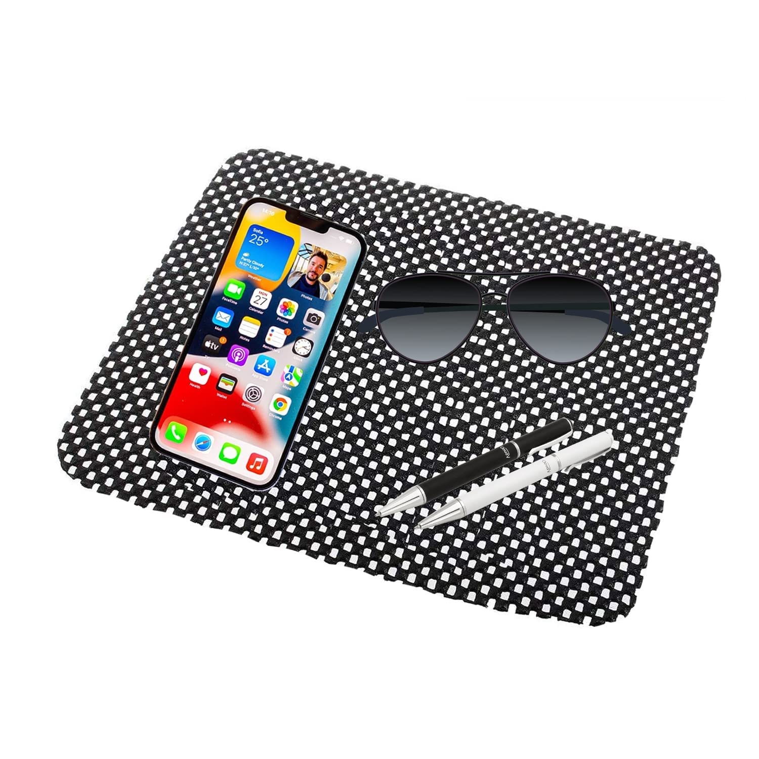 CARIZO® Dashboard Anti-Slip Mat (Black) Compatible with All Cars & SUVs (Pack of 2)