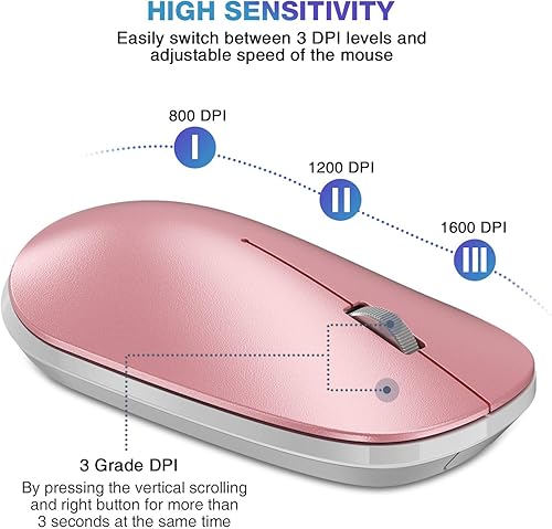 Miniatura 5 de OMOTON Mouse Bluetooth para iPad y iPhone (iPadOS 13  iOS 13 y superior), mouse inalámbrico ultrafino compatible con computadora habilitada con