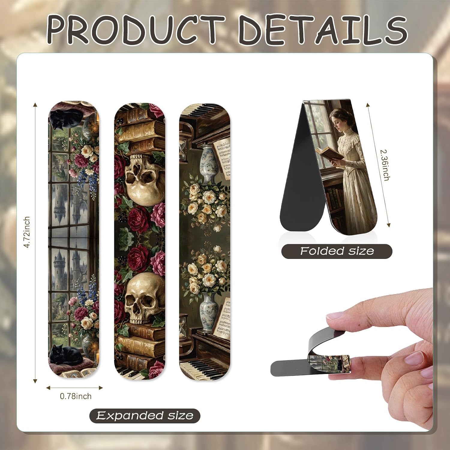 30 Pcs Cute Dark Academia Magnetic Bookmarks, Gothic Books Flower Magnetic Bookmark for Women, Aesthetic Dark Romance Book Mark for Book Lovers School Student Teacher Reading Supplies Gift image 2