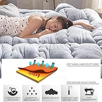 Vista 7 de ZTGL Edredón de algodón cálido para invierno, edredón de invierno de terciopelo de cordero, manta de cachemira de cordero para cama doble, núcleo