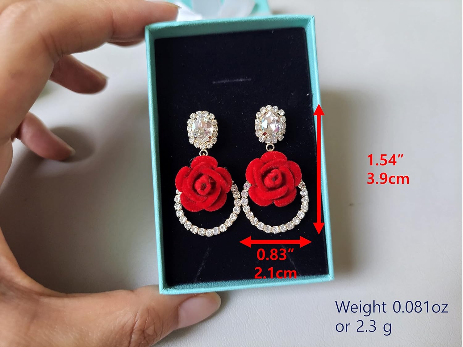 Handmade Unique Rose Earring for Women Flower Stud Drop Bling Stylish Long Dangle Party Daily Festival Jewelry Gift Nickel Free Hypoallergenic, Valentines Day Gifts for Her