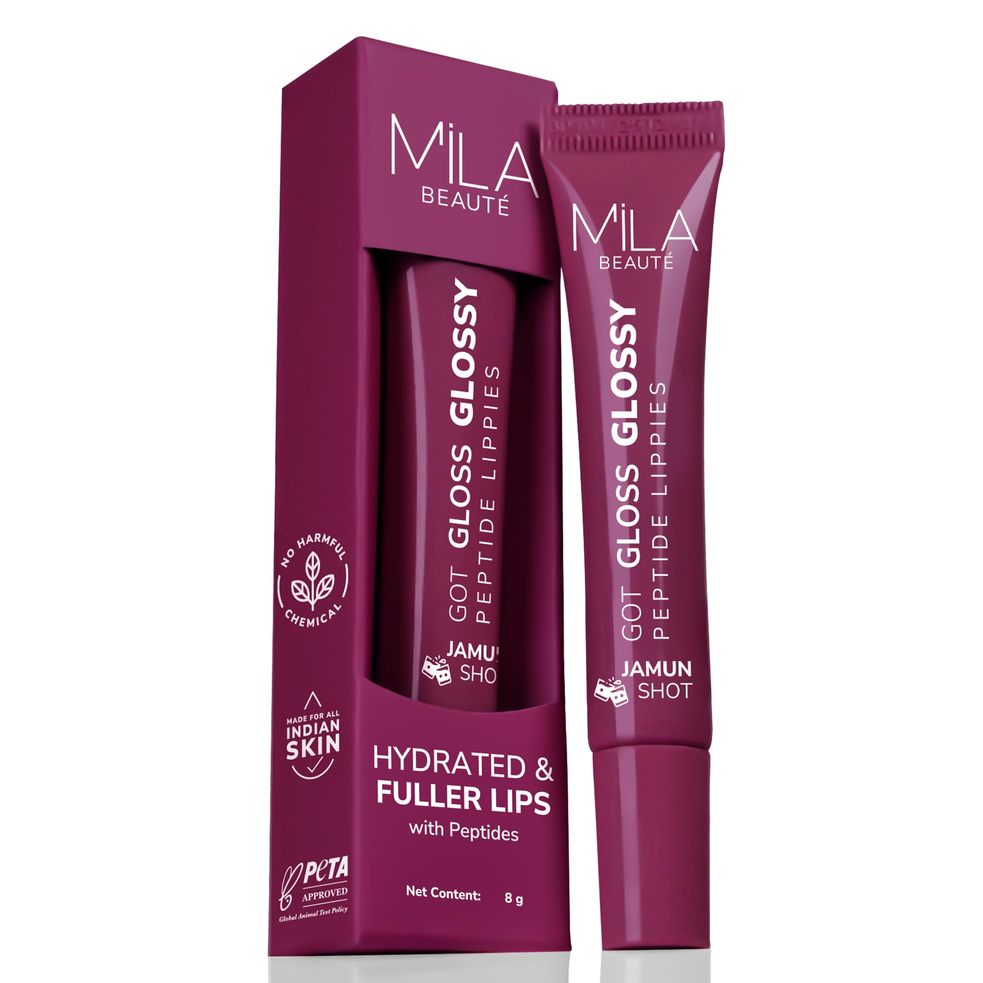 Mila Beauté Peptide Lip Gloss Balm I With SPF & Hyaluronic Acid I Plump & Fuller Lips I Hydrating & Shiny Lip Balm Non Sticky I Highly Pigmented I Soft & Nourished Lips - Jamun Shot-image-25