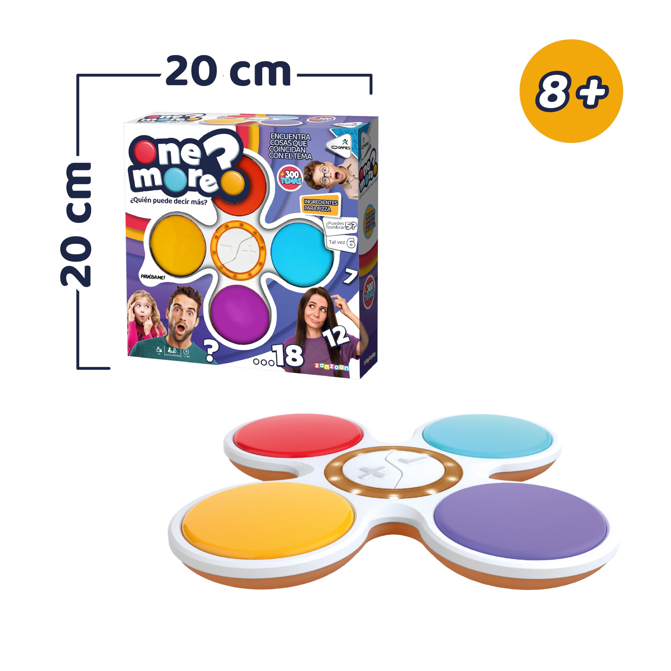 Famosa One More - Juego Familiar de Preguntas con +350 Categorías, Compite por Ser Quien Más Sabe, Incluye Botones de Reto y 2 Modalidades (Infantil y Familiar), para 2–4 Jugadores, (NEM00000)