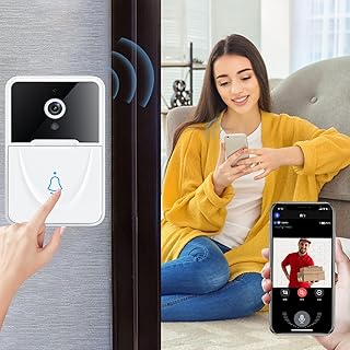 Intercom Video Doorbell, Mobile Remote Doorbell Camera Wireless, Anti-Theft Video Doorbell with Chime, Cloud Storage, 2-Way Audio