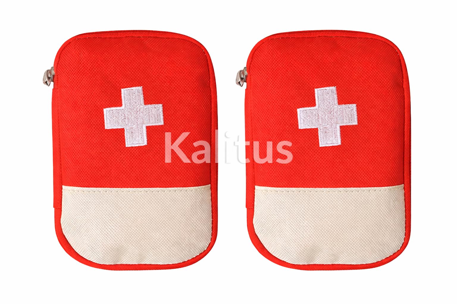 2 Pic Portable First Aid Kit for Travel Car Home & Outdoor Compact Emergency Medical Kit with Organized Compartments Lightweight & Durable Zipper Pouch for Hiking Camping Office Family Safety