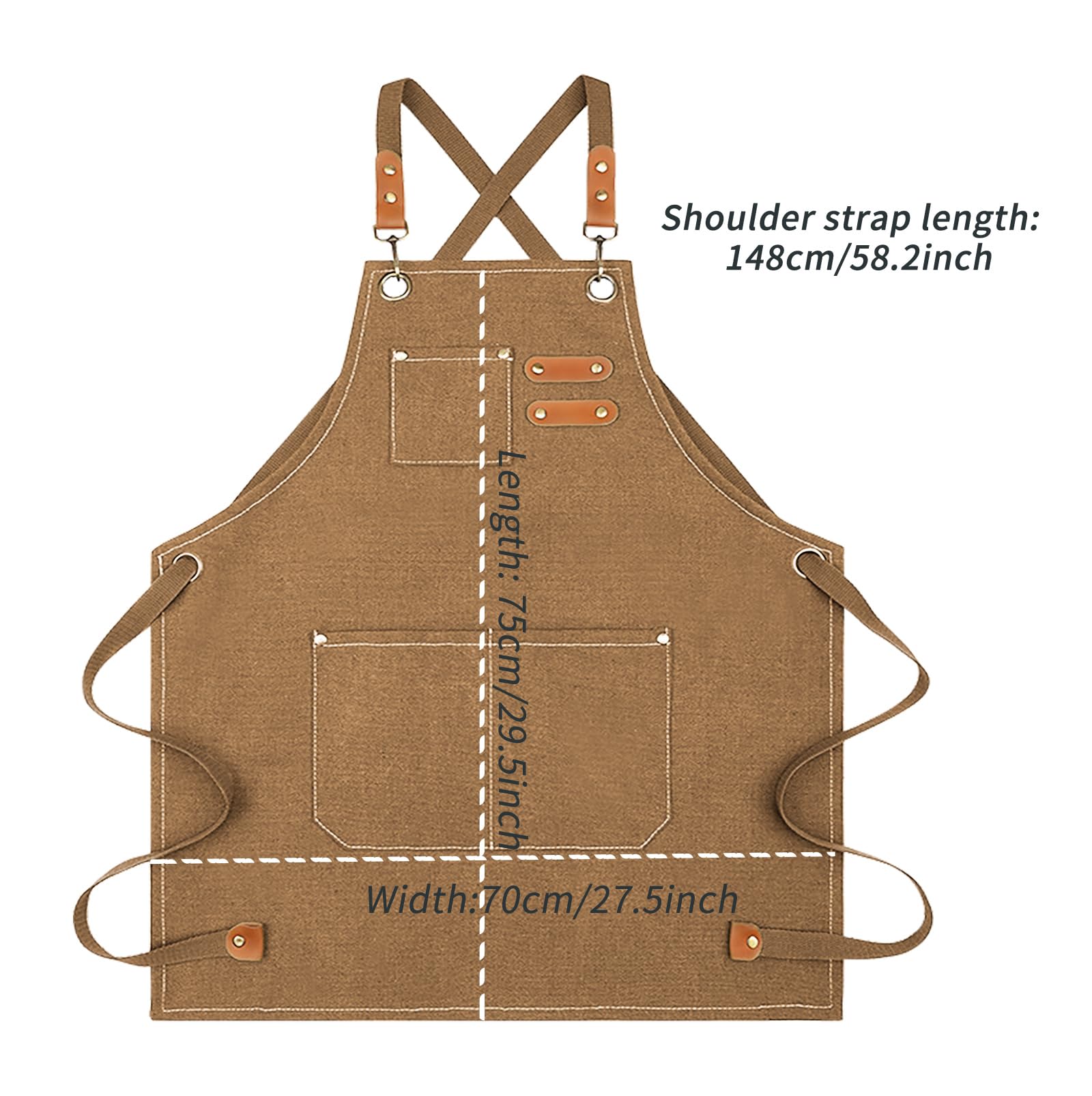 Nanxson Canvas Chef Apron for Men Work Aprons with Pockets Tool Apron for Cooking Gardening Painting, Brown - Image 3